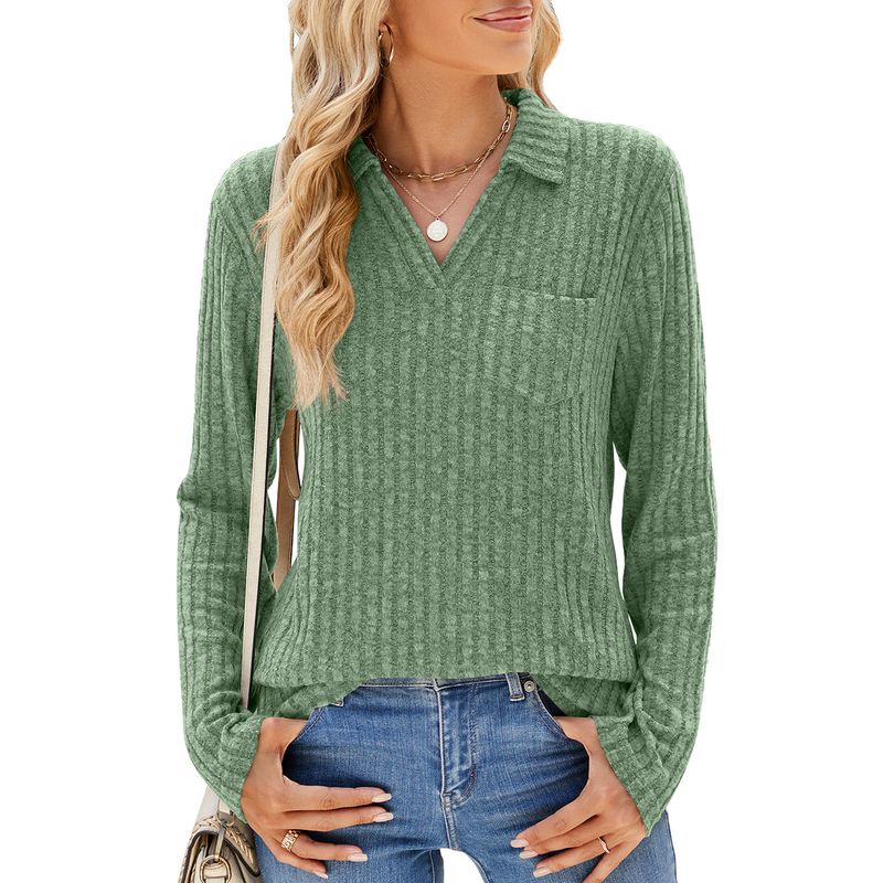 BLWOENS - Polera de manga larga para mujeres - Verde_.