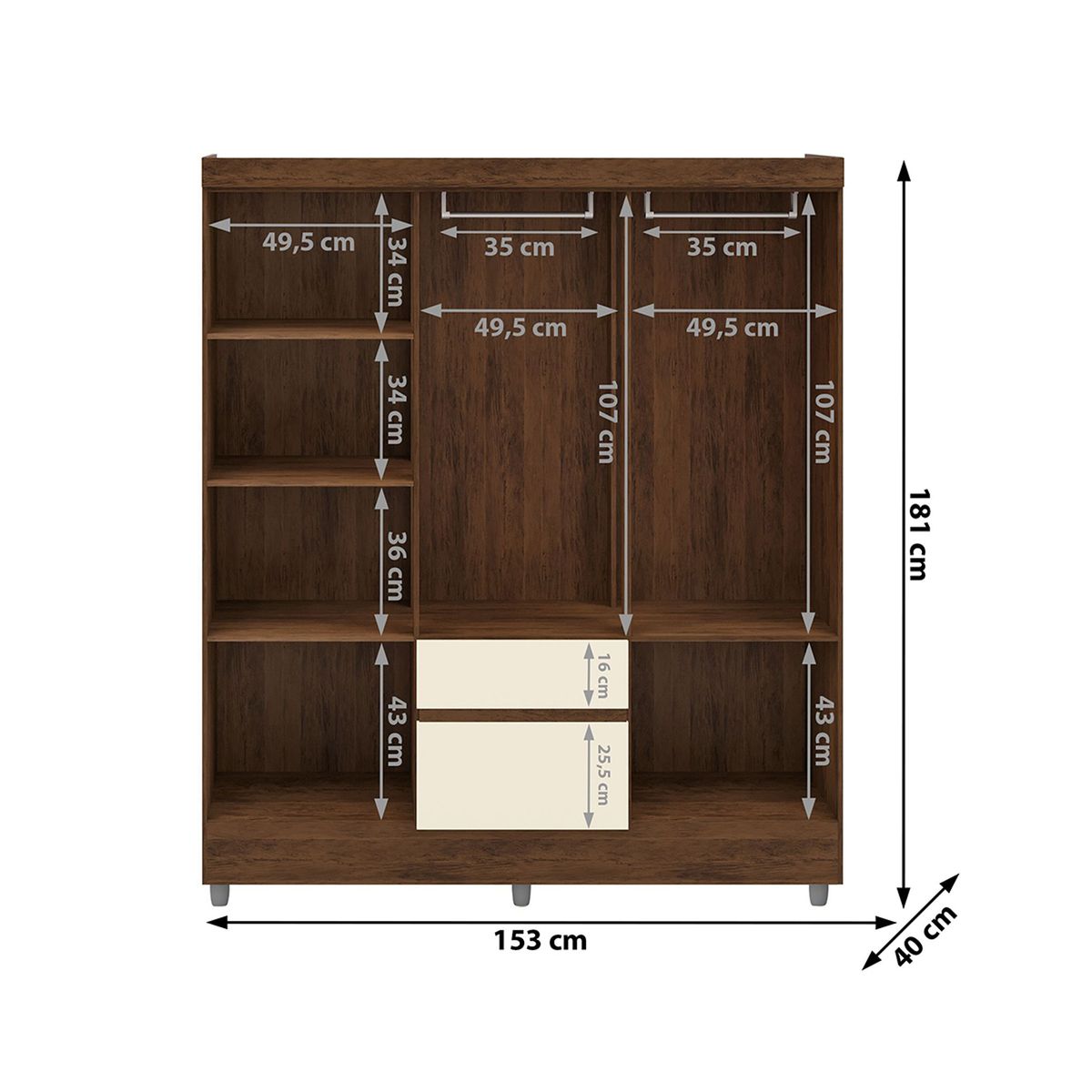 VEKKAHOME - CLOSET IDEAL 6P 2C CAFE 2B