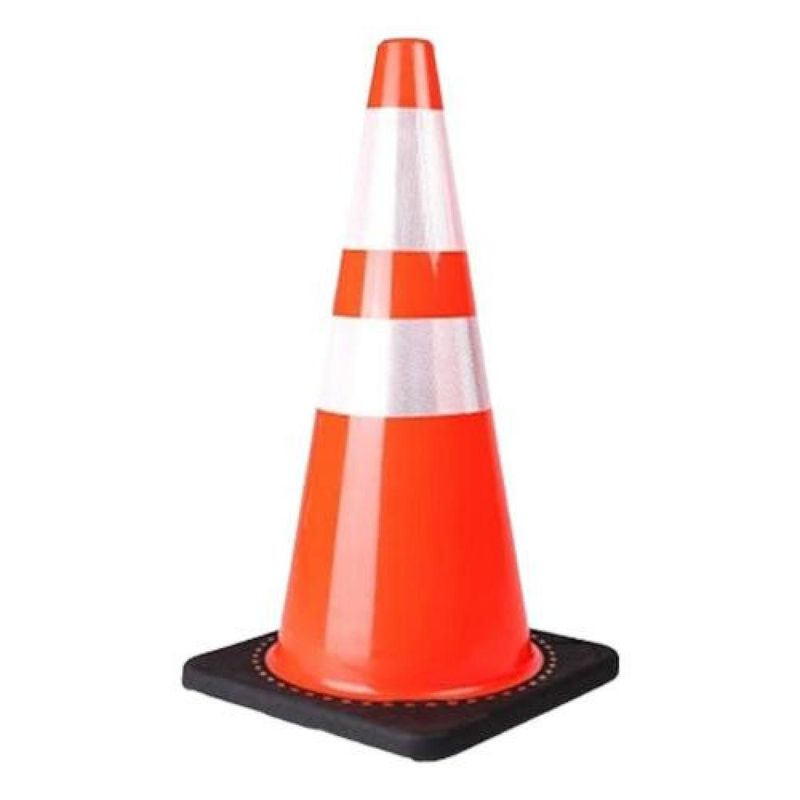 VORTEX - Cono Base Negra 28 70cm Doble Cinta Reflectante - Naranja