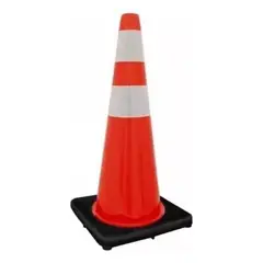 VORTEX - Cono Base Negra 36 92cm Doble Cinta Reflectante - Naranja