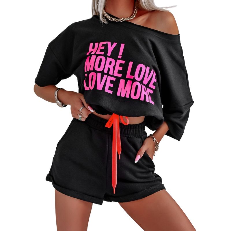BLWOENS - polera manga corta + shorts Mujer - Negro