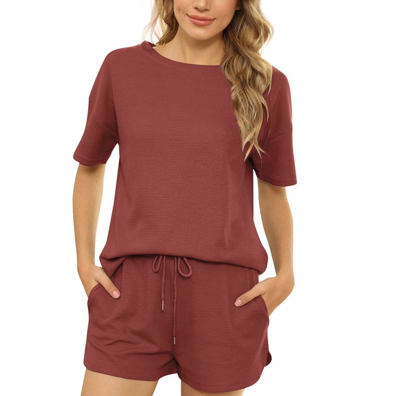 BLWOENS - polera manga corta + shorts Mujer - Rojo