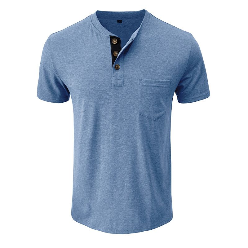 BLWOENS - Polera de manga corta de verano para hombres - Azul