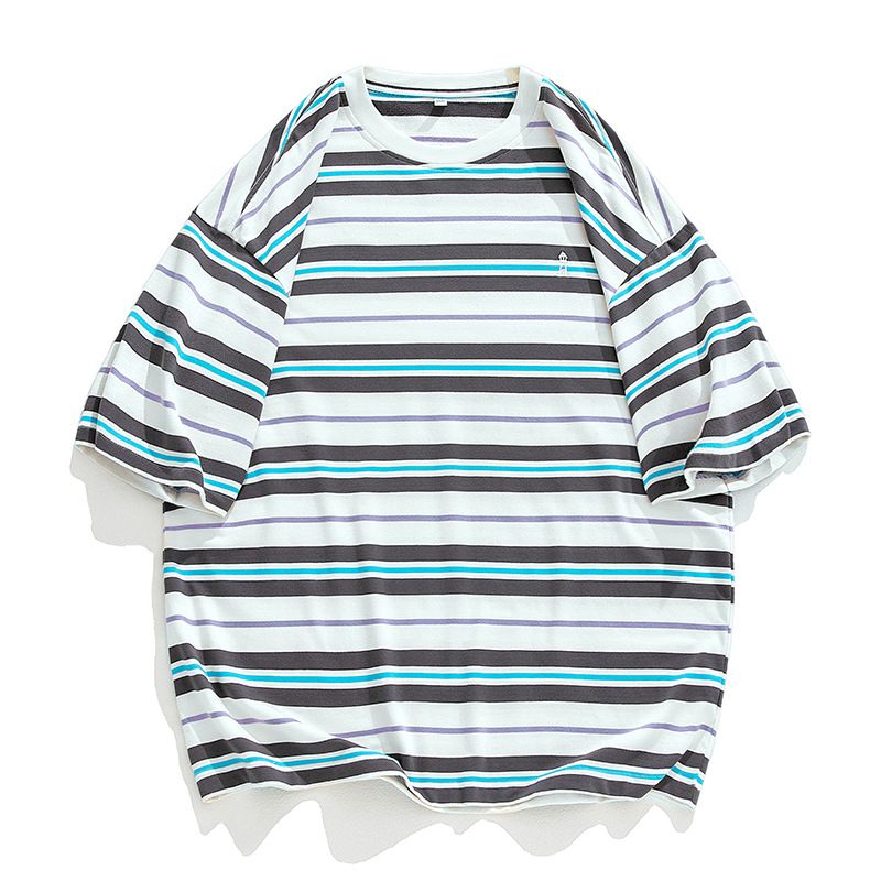 BLWOENS - polera de manga corta de verano para hombres y mujeres - Azul