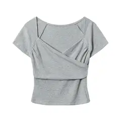 BLWOENS - Camiseta de manga corta de verano para mujeres - Gris
