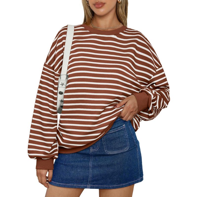BLWOENS - Polera de manga larga de primavera y otoño para mujeres - Marrón
