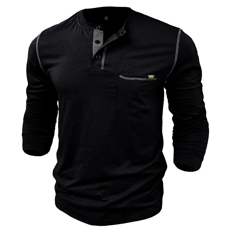 BLWOENS - Polera de manga larga para hombres en primavera y otoño - Negro