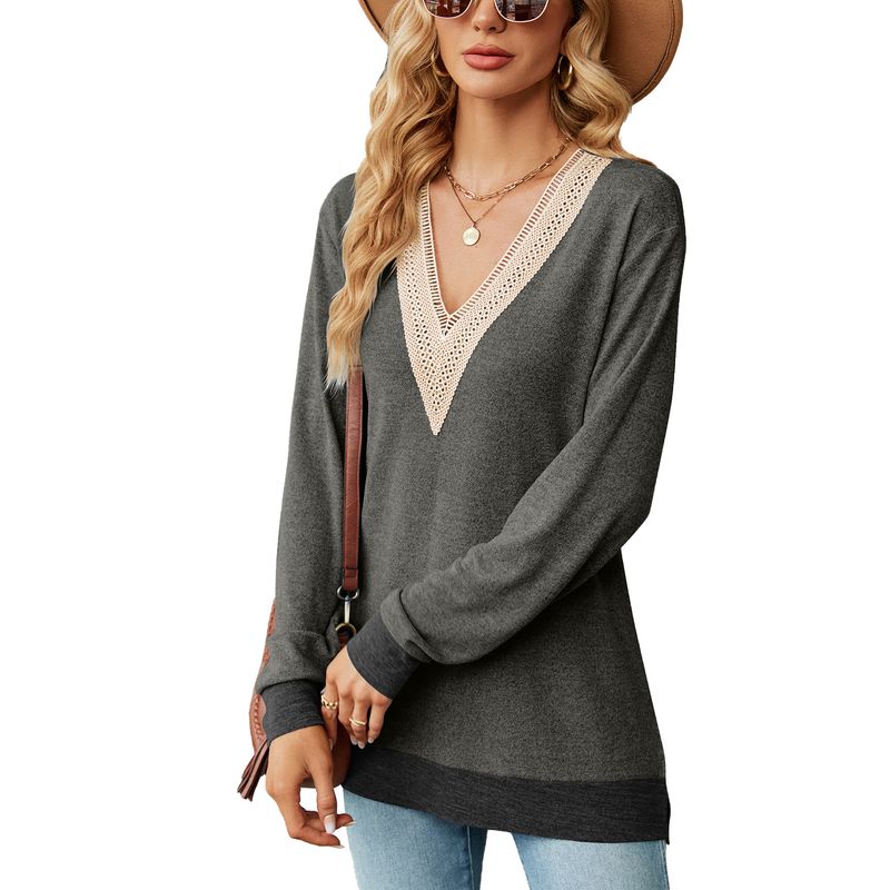 BLWOENS - Polera de manga larga para mujeres - Gris_.