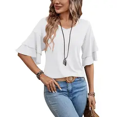 BLWOENS - Polera de manga corta de verano para mujeres - Blanco