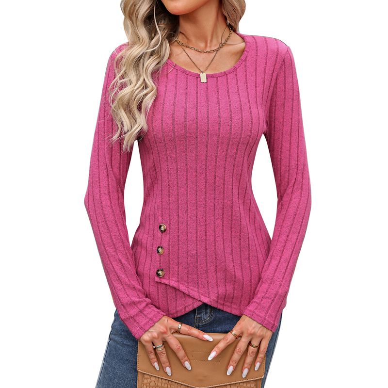 BLWOENS - Polera de manga larga de primavera y otoño para mujeres - Rosa