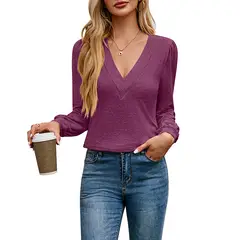 BLWOENS - Polera de manga larga de primavera y otoño para mujeres - Violeta