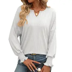 BLWOENS - Polera de manga larga para mujeres - Blanco