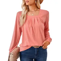 BLWOENS - Polera de manga larga para mujeres - Rosa