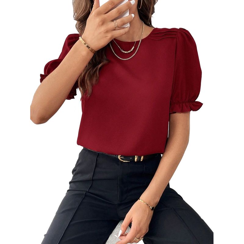 BLWOENS - Polera manga corta para mujeres - Rojo