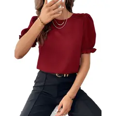 BLWOENS - Polera manga corta para mujeres - Rojo
