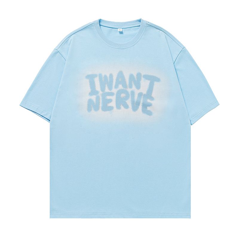 BLWOENS - polera de manga corta de verano para hombres y mujeres - Azul