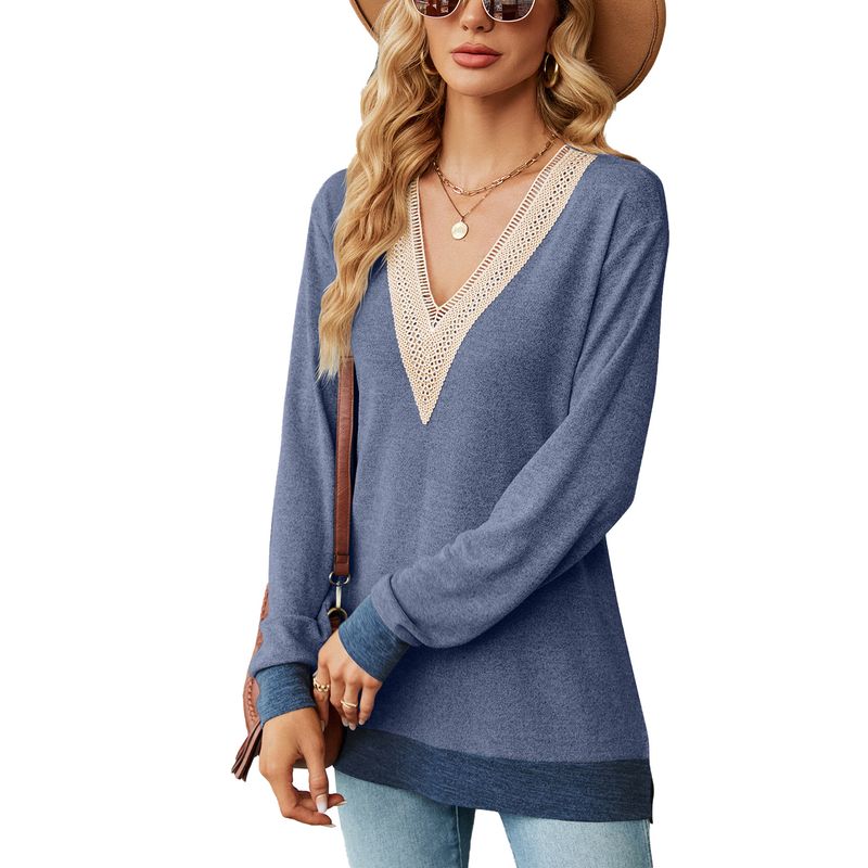 BLWOENS - Polera de manga larga para mujeres - Azul