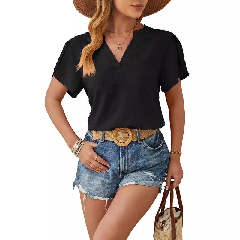 BLWOENS - Polera de manga corta de verano para mujeres - Negro