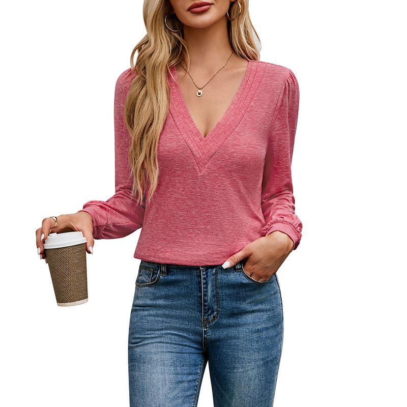 BLWOENS - Polera de manga larga de primavera y otoño para mujeres - Rosa