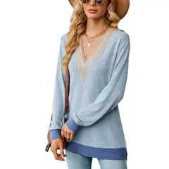 BLWOENS - Polera de manga larga para mujeres - Azul