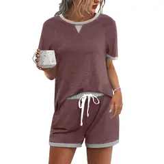 BLWOENS - Polera manga corta + shorts Mujer - Café