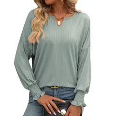 BLWOENS - Polera de manga larga para mujeres - Verde