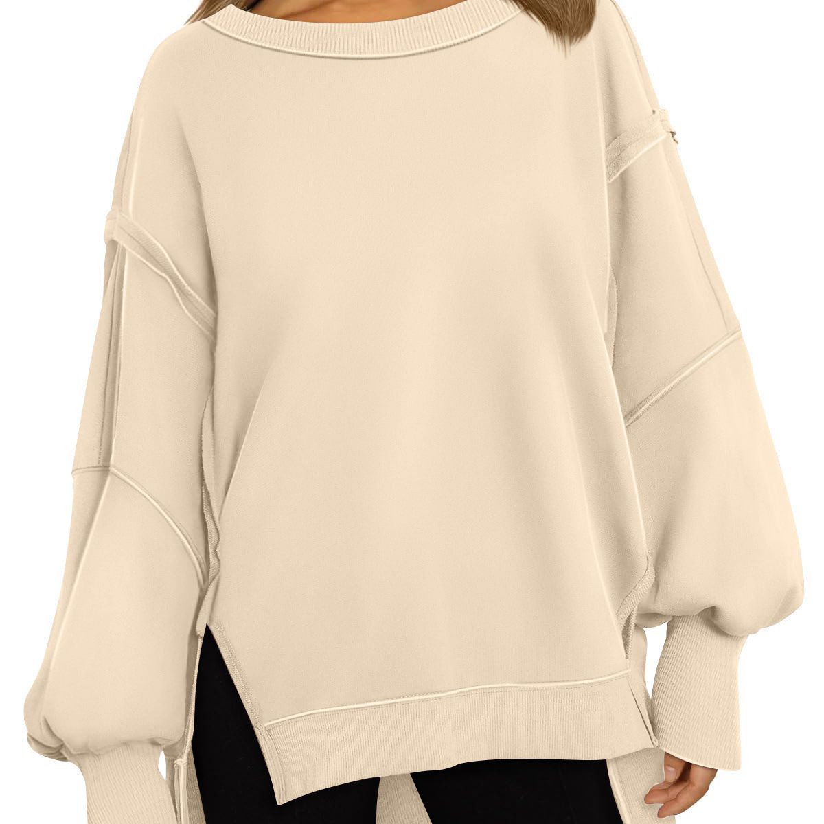 BLWOENS - Polera de manga larga de primavera y otoño para mujeres - Beige