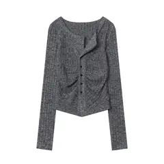 BLWOENS - Polera de manga larga de primavera y otoño para mujeres - Gris_.