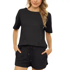 BLWOENS - Polera manga corta + shorts Mujer - Negro