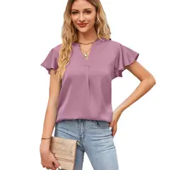 BLWOENS - Polera de manga corta de verano para mujeres - Violeta_.