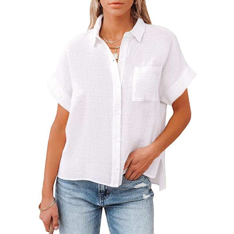BLWOENS - Polera de manga corta de verano para mujeres - Blanco