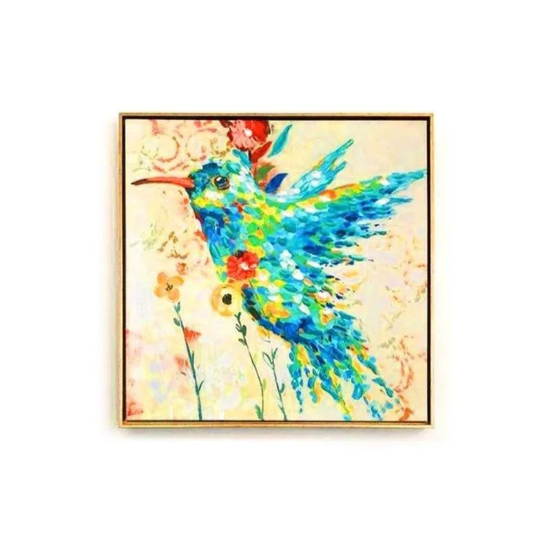 GENERICO - Cuadro Óleo de Colibrí Colorido Decorativo.