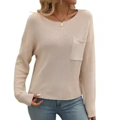 BLWOENS - Polera de manga larga para mujeres - Beige