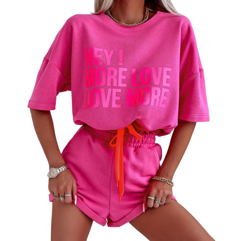BLWOENS - polera manga corta + shorts Mujer - Rosa