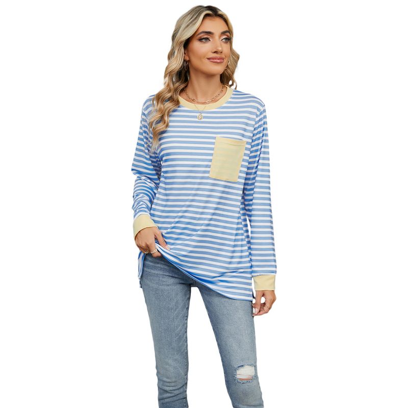 BLWOENS - Polera de manga larga de primavera y otoño para mujeres - Azul