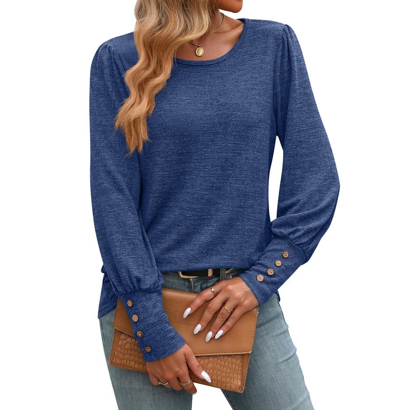 BLWOENS - Polera de manga larga de primavera y otoño para mujeres - Azul_.