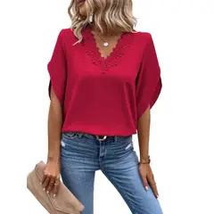 BLWOENS - Polera manga corta para mujeres - Rojo