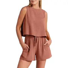 BLWOENS - Polera manga corta + shorts Mujer - Naranja