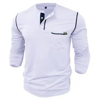 BLWOENS - Polera de manga larga para hombres en primavera y otoño - Blanco