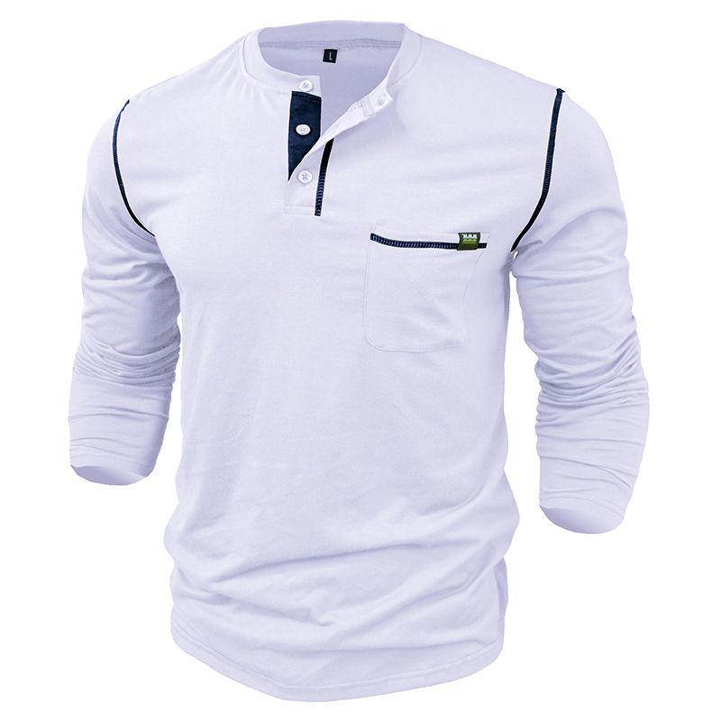 BLWOENS - Polera de manga larga para hombres en primavera y otoño - Blanco