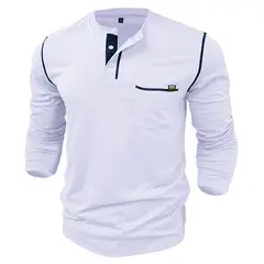 BLWOENS - Polera de manga larga para hombres en primavera y otoño - Blanco