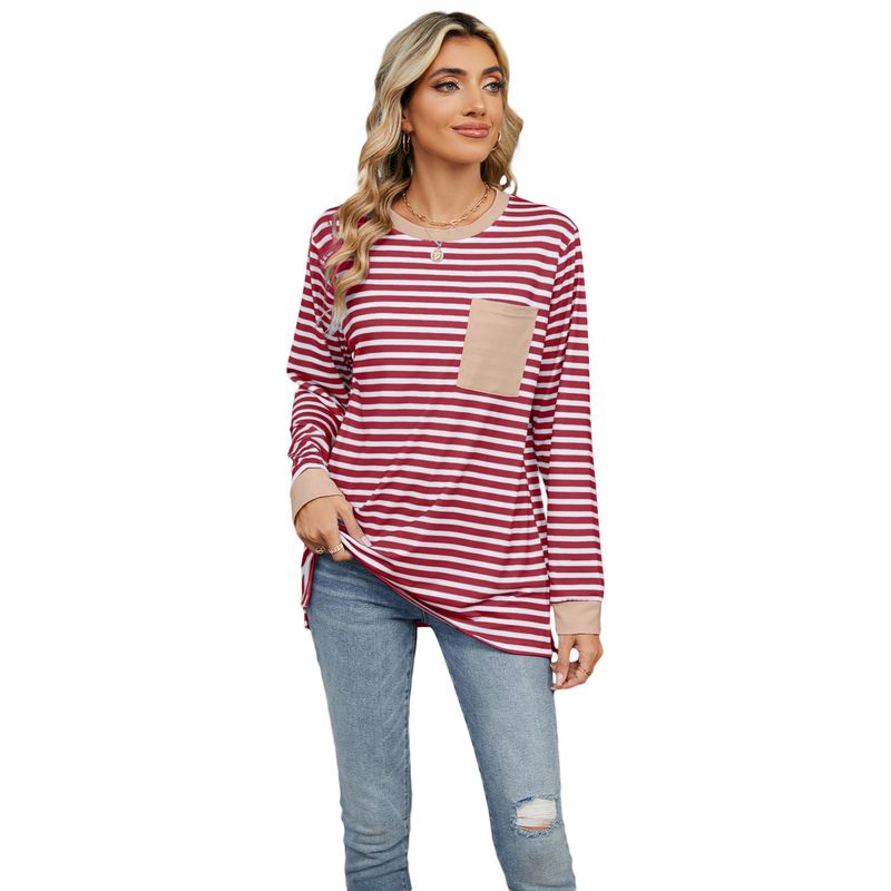 BLWOENS - Polera de manga larga de primavera y otoño para mujeres - Rojo