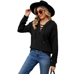 BLWOENS - Polera de manga larga de primavera y otoño para mujeres - Negro