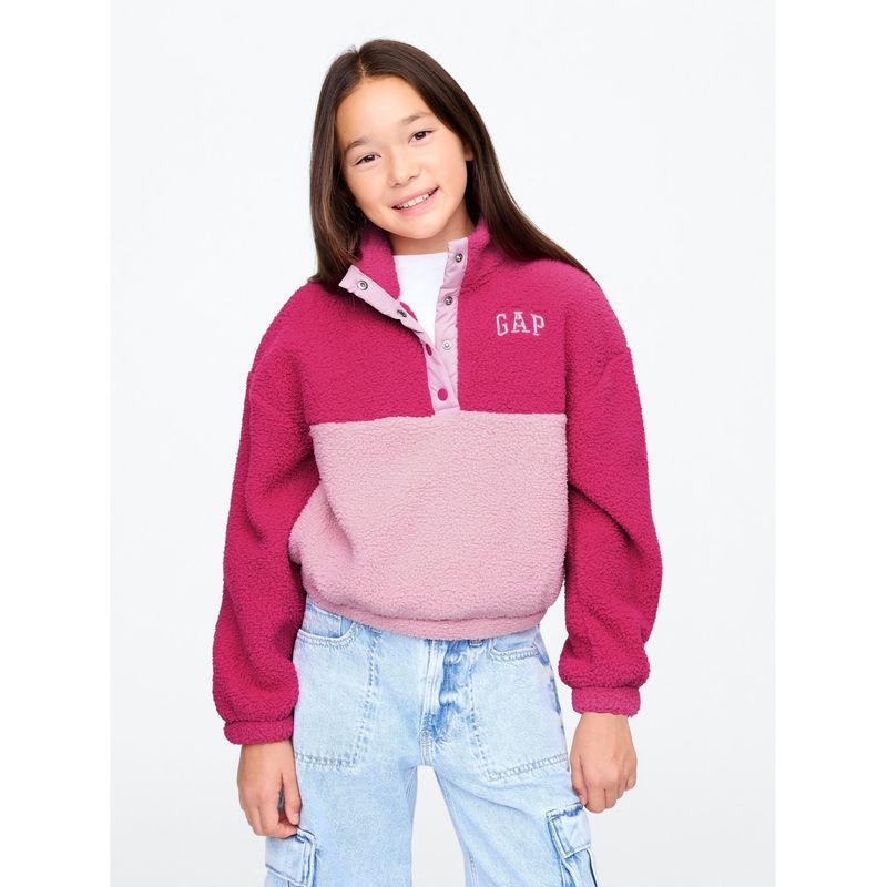 GAP - Polerón Niña Sherpa Medio Cierre Rosado GAP
