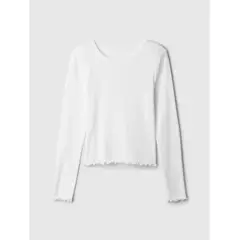 GAP - Polera Niña Rib Manga Larga Blanco