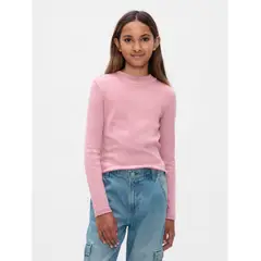 GAP - Polera Niña Rib Mockneck Manga Larga Rosado