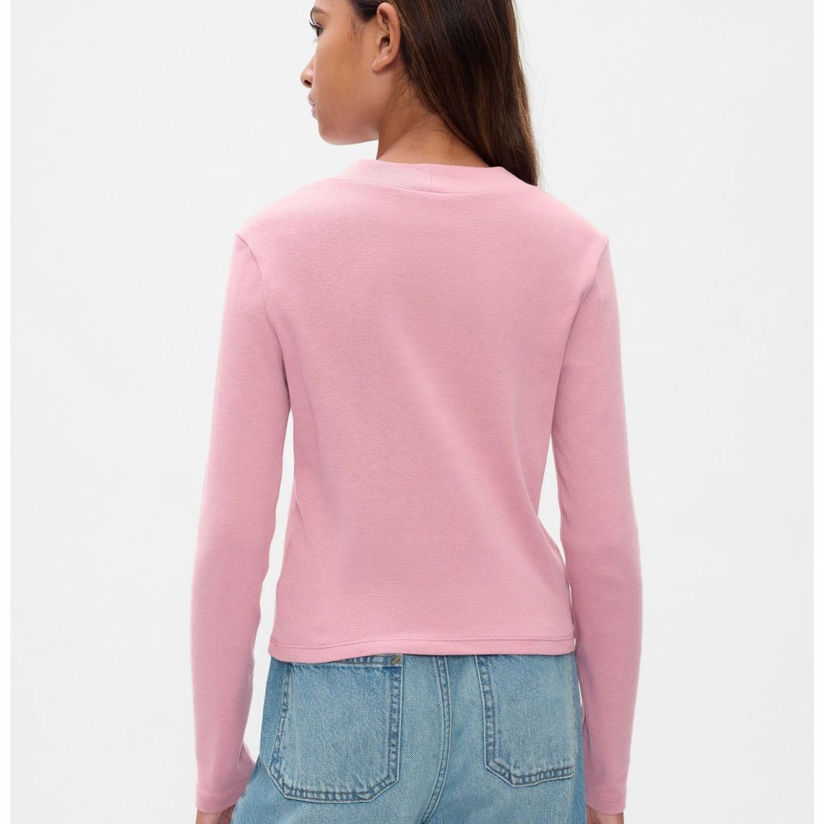 GAP - Polera Niña GAP Rib Mockneck Manga Larga Rosado