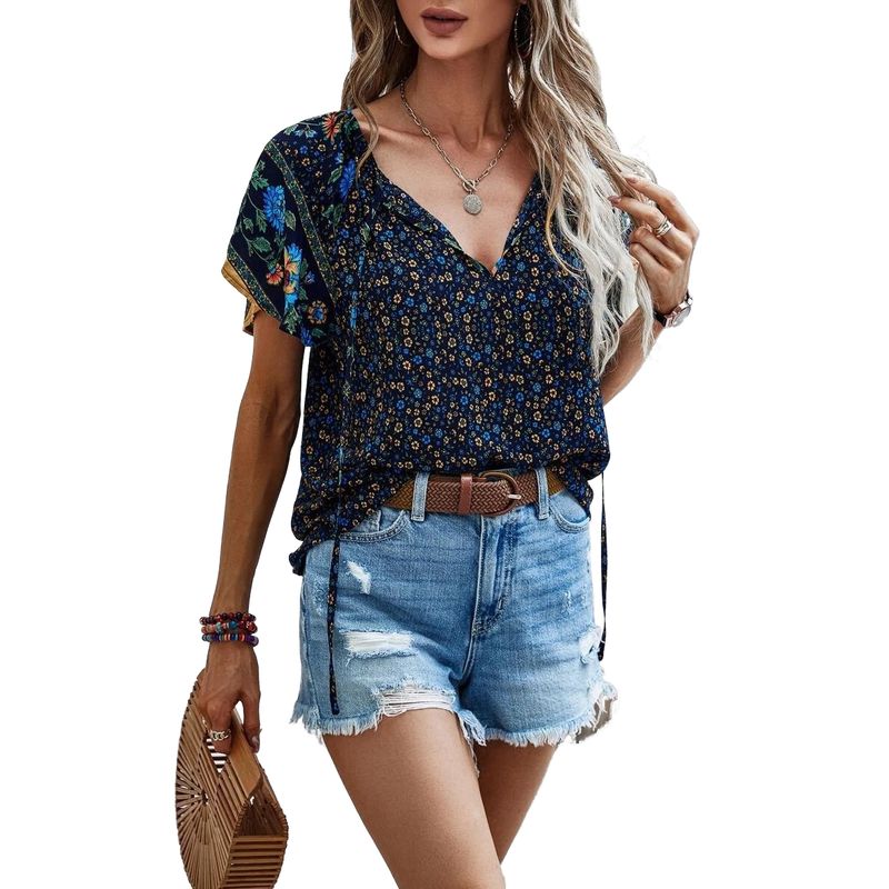 BLWOENS - Polera manga corta para mujeres - Azul