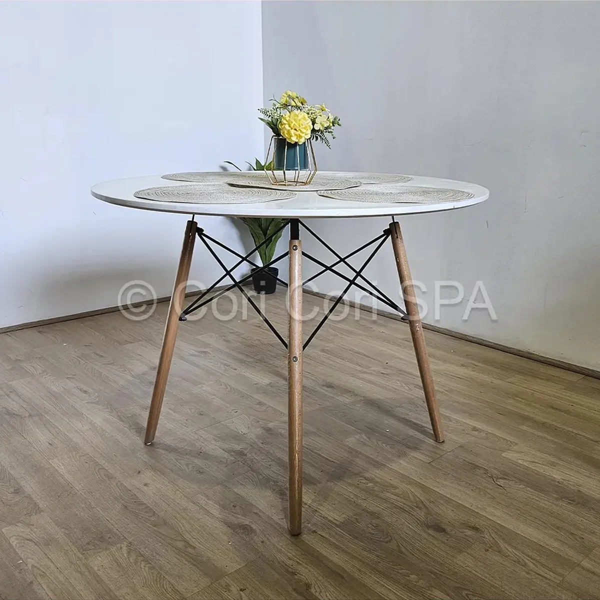 CORI CORI - Juego de Comedor Mesa Blanca 100cm + 4 Sillas Eames Menta