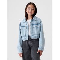 Chaqueta Niña Cropped Denim Azul